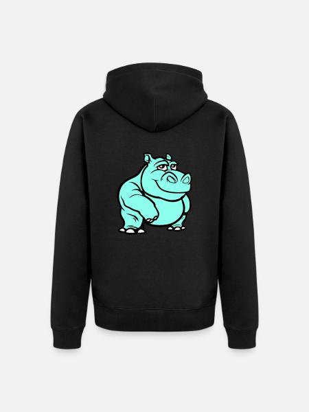 Nilpferd Comic - Unisex Premium Bio Zip Hoodie - Schwarz