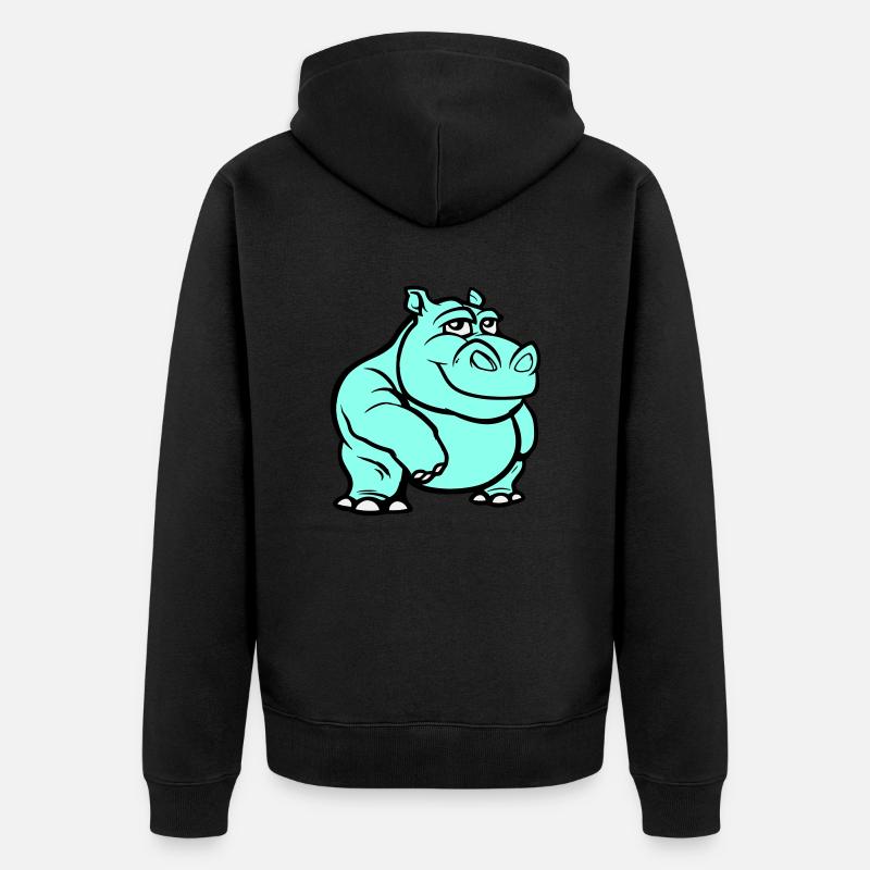 Bande dessinée hippopotame - Veste à capuche bio Premium Unisexe - noir