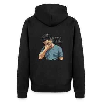 Facepalm Digga - Unisex Premium Bio Zip Hoodie - Schwarz - Hinten - Nico (187cm)
