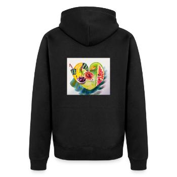 Obst fürs Herz - Unisex Premium Bio Zip Hoodie - Schwarz - Hinten - Nico (187cm)
