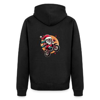 Cool Biker Santa - Unisex Premium Organic Zip Hoodie - black - Back - Nico (187cm)
