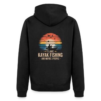 Witzige Idee für Kajakangler - Unisex Premium Bio Zip Hoodie - Schwarz - Hinten - Nico (187cm)