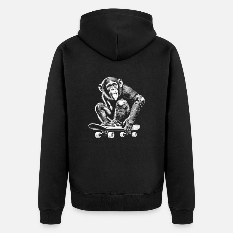 Skateboard - Unisex Premium Organic Zip Hoodie - black
