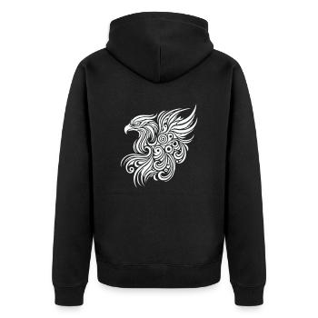 adler tribal 1 - Unisex Premium Bio Zip Hoodie - Schwarz - Hinten - Nico (187cm)