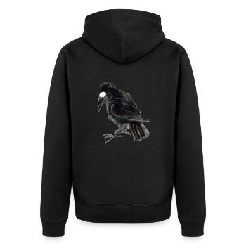 Rabenkrähe 3 - Unisex Premium Bio Zip Hoodie - Schwarz - Hinten - Nico (187cm)