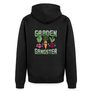 Garden Gangster Botanical Gardening - Unisex Premium Bio Zip Hoodie - Schwarz - Hinten - Nico (187cm)