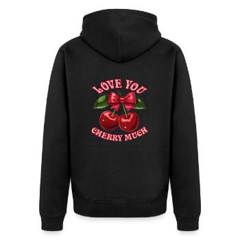 Je t’aime beaucoup Cerise - Veste à capuche bio Premium Unisexe - noir - Dos - Nico (187cm)