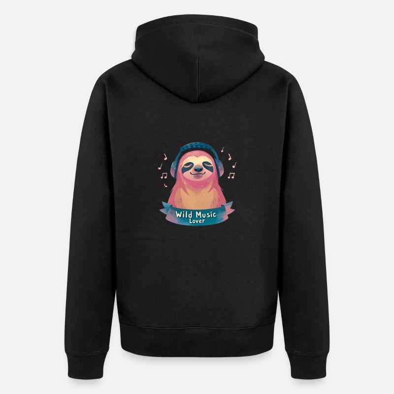 Faultier Musikliebhaber - Unisex Premium Bio Zip Hoodie - Schwarz