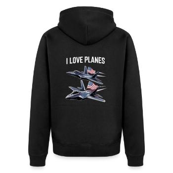 Modern Raptor Formation I Love Planes - Unisex Premium Organic Zip Hoodie - black - Back - Nico (187cm)