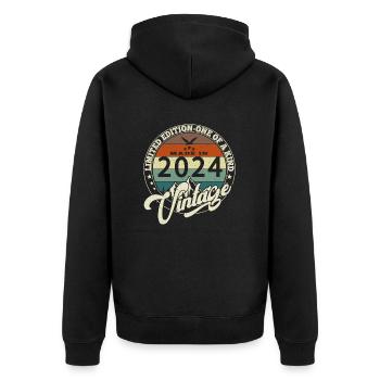 Vintage 2024 Best of 2024 - 1 Year Anniversary - Unisex Premium Organic Zip Hoodie - black - Back - Nico (187cm)