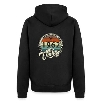 Jahrgang 1962 Das Beste von 1962 - 63 Jahre alter Geburtstag - Unisex Premium Bio Zip Hoodie - Schwarz - Hinten - Nico (187cm)