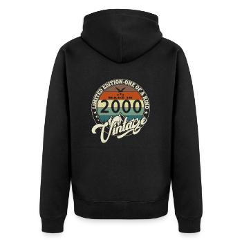 Jahrgang 2000 Das Beste aus dem Jahr 2000 - 25 Jahre Jubiläum - Unisex Premium Bio Zip Hoodie - Schwarz - Hinten - Nico (187cm)