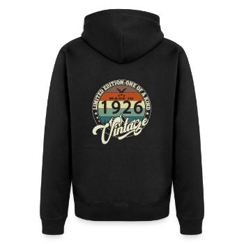 Vintage 1926 Best of 1926 - 99 Year Old Birthday - Unisex Premium Organic Zip Hoodie - black - Back - Nico (187cm)