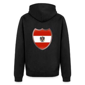 Austria (Österreich_Wappen) 02 - Unisex Premium Bio Zip Hoodie - Schwarz - Hinten - Nico (187cm)