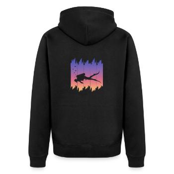 Tauchen - Unisex Premium Bio Zip Hoodie - Schwarz - Hinten - Nico (187cm)