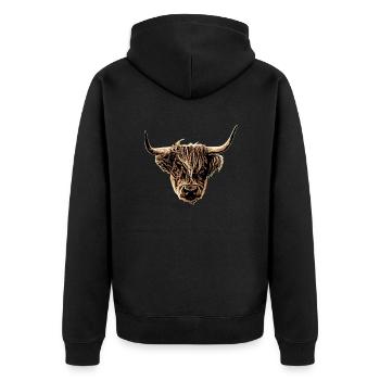 Hochlandrind - Unisex Premium Bio Zip Hoodie - Schwarz - Hinten - Nico (187cm)