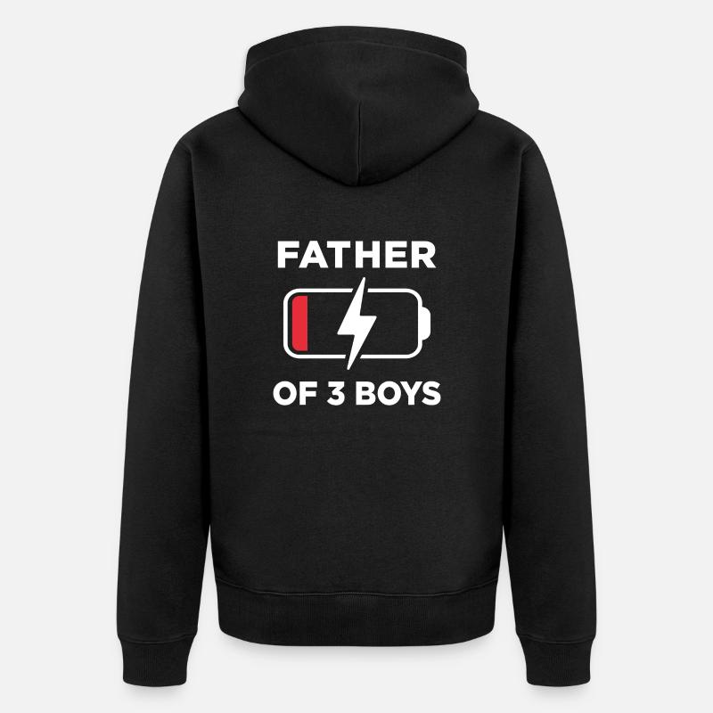 Père de 3 garçons - Veste à capuche bio Premium Unisexe - noir