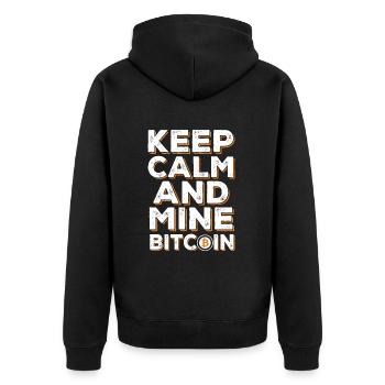 BITCOIN - Unisex Premium Bio Zip Hoodie - Schwarz - Hinten - Nico (187cm)