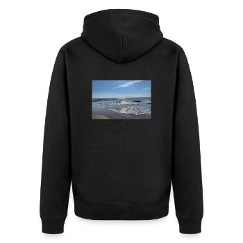 Wellen - Unisex Premium Bio Zip Hoodie - Schwarz - Hinten - Nico (187cm)