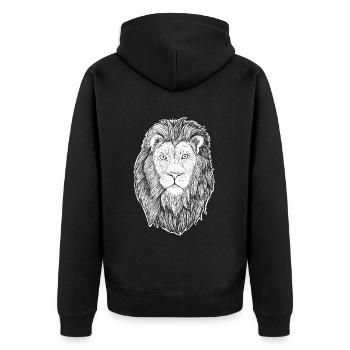 Leo White Tattoo Zodiac Ink Drawing - Unisex Premium Organic Zip Hoodie - black - Back - Nico (187cm)