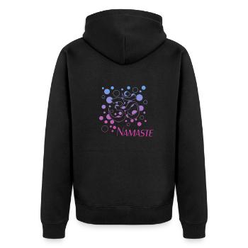 Namaste - Unisex Premium Bio Zip Hoodie - Schwarz - Hinten - Nico (187cm)