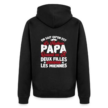 Meilleur Papa Avec Deux Filles Comme Les Miennes - Veste à capuche bio Premium Unisexe - noir - Dos - Nico (187cm)