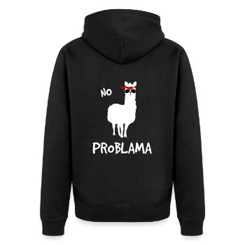 No Problama white - Unisex Premium Organic Zip Hoodie - black - Back - Nico (187cm)