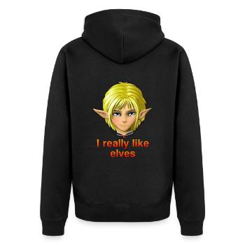 I really like elves - Unisex Premium Organic Zip Hoodie - black - Back - Nico (187cm)