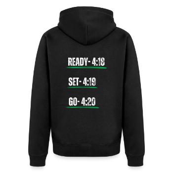 Cannabis 420 - Unisex Premium Bio Zip Hoodie - Schwarz - Hinten - Nico (187cm)