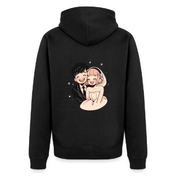 Mariage Mariage Aquarelle Anime Chibi - Veste à capuche bio Premium Unisexe - noir - Dos - Nico (187cm)