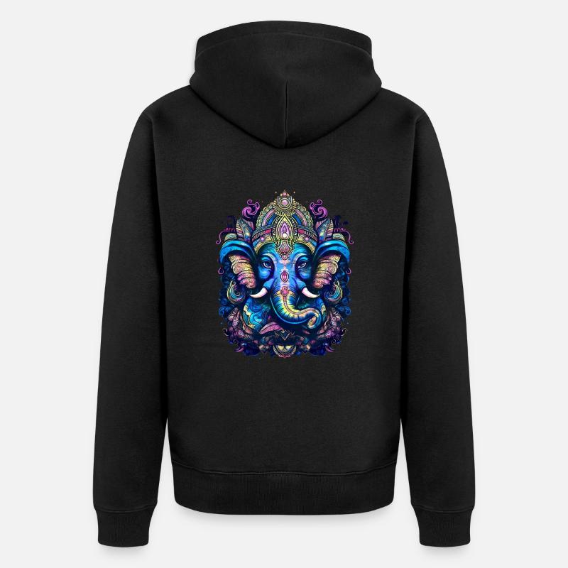 Dieu éléphant Ganesh Ganesha Bouddhisme Hindouisme - Veste à capuche bio Premium Unisexe - noir