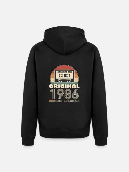 1986 - Premium økologisk unisex-hættejakke - sort