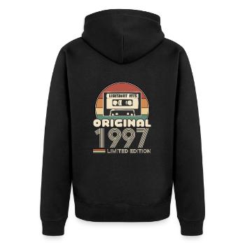 1997 - Unisex Premium Bio Zip Hoodie - Schwarz - Hinten - Nico (187cm)