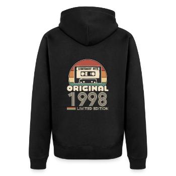 1998 - Unisex Premium Bio Zip Hoodie - Schwarz - Hinten - Nico (187cm)