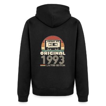 1993 - Unisex Premium Bio Zip Hoodie - Schwarz - Hinten - Nico (187cm)