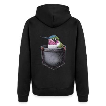 Kolibri - Unisex Premium Bio Zip Hoodie - Schwarz - Hinten - Nico (187cm)