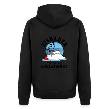 eisbaden eiskalt eisbader schlafshirt kneipp - Unisex Premium Bio Zip Hoodie - Schwarz - Hinten - Nico (187cm)