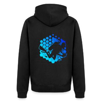 Scuba Diver Diver Free Dive Damen Scuba Tauchen - Unisex Premium Bio Zip Hoodie - Schwarz - Hinten - Nico (187cm)