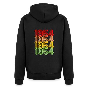 1954 geboren Jahrgang 70 Jahre Retro Geschenk - Unisex Premium Bio Zip Hoodie - Schwarz - Hinten - Nico (187cm)