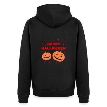 Happy Halloween Pumpkins Halloween Party Costume Idea - Unisex Premium Organic Zip Hoodie - black - Back - Nico (187cm)