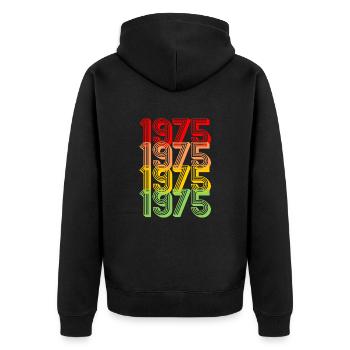 1975 Retro bunt Vintage 50.Geburtstag Geschenk - Unisex Premium Bio Zip Hoodie - Schwarz - Hinten - Nico (187cm)