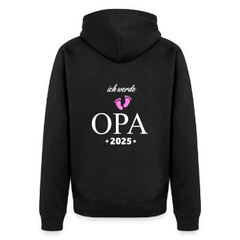 Ich werde Opa 2025 werdender Opa in 2025 Schwanger - Unisex Premium Bio Zip Hoodie - Schwarz - Hinten - Nico (187cm)