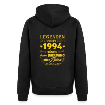1994 geboren 30.Geburtstag Geschenk 1994 Jahrgang - Unisex Premium Bio Zip Hoodie - Schwarz - Hinten - Nico (187cm)