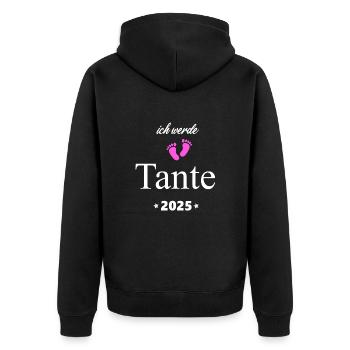 Ich werde Tante 2025 Schwanger 2025 Tante Geschenk - Unisex Premium Bio Zip Hoodie - Schwarz - Hinten - Nico (187cm)