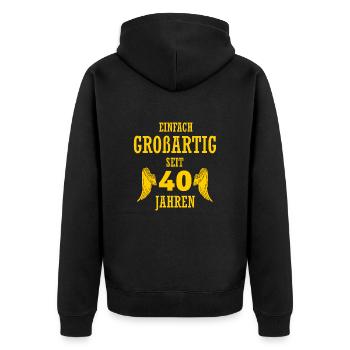 Großartig seit 40 Jahren Geschenk 40.Geburtstag - Unisex Premium Bio Zip Hoodie - Schwarz - Hinten - Nico (187cm)
