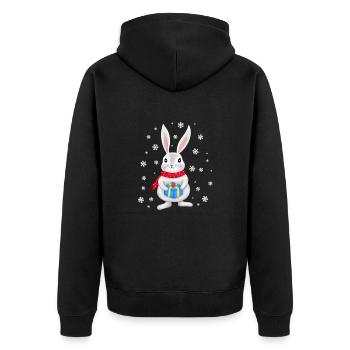 Christmas Bunny Rabbit Bunny Christmas Kids - Unisex Premium Organic Zip Hoodie - black - Back - Nico (187cm)