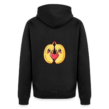Banana Couple Love Heart Funny - Unisex Premium Organic Zip Hoodie - black - Back - Nico (187cm)