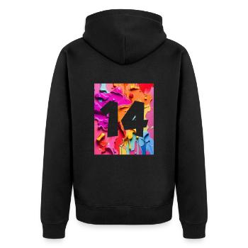 NON. 14 NUMÉRO 14 COLORÉ 14E ANNIVERSAIRE - Veste à capuche bio Premium Unisexe - noir - Dos - Nico (187cm)