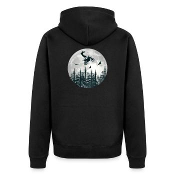 Motorcross Mond Silhouette Geschenk Motorcycle - Unisex Premium Bio Zip Hoodie - Schwarz - Hinten - Nico (187cm)