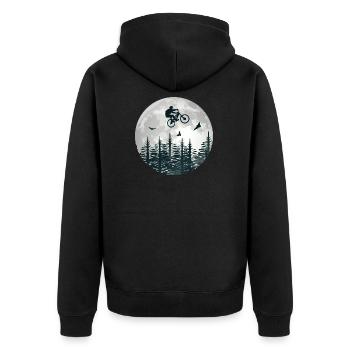 BMX Mond Silhouette Geschenkidee Bike Fahrer - Unisex Premium Bio Zip Hoodie - Schwarz - Hinten - Nico (187cm)